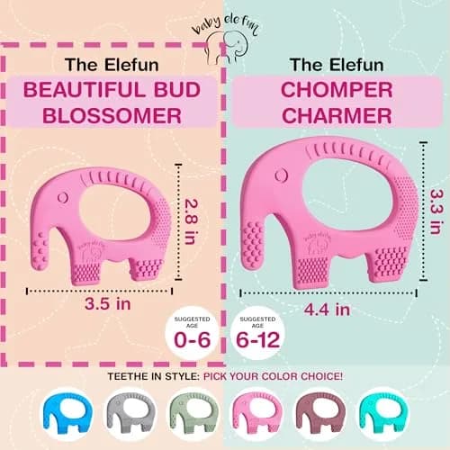 Baby Elefun Pink Elephant Teether Toy 1.2 oz (34 g) | Pediatric Dentist Designed thumbnail 6