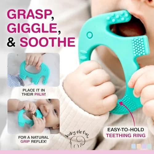 Baby Elefun Pink Elephant Teether Toy 1.2 oz (34 g) | Pediatric Dentist Designed thumbnail 9