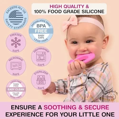 Baby Elefun Pink Elephant Teether Toy 1.2 oz (34 g) | Pediatric Dentist Designed thumbnail 4
