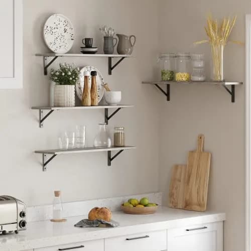 DINZI LVJ Long Wall Shelves, 31.5" Wall Mounted Shelves with Metal Brackets | Industrial Style Wall Storage thumbnail 7