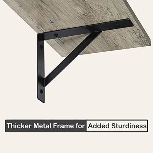 DINZI LVJ Long Wall Shelves, 31.5" Wall Mounted Shelves with Metal Brackets | Industrial Style Wall Storage thumbnail 3