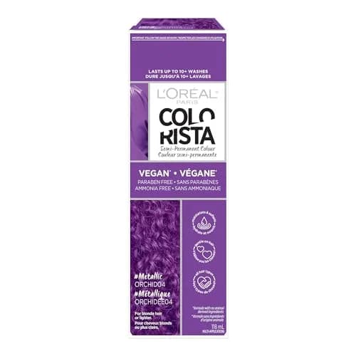 L'Oreal Paris Colorista Metallic Semi Permanent Hair Color Mask, Metallic Orchid Purple 118ml (4 Fl Oz) | Ammonia-Free Vegan Formula thumbnail 1