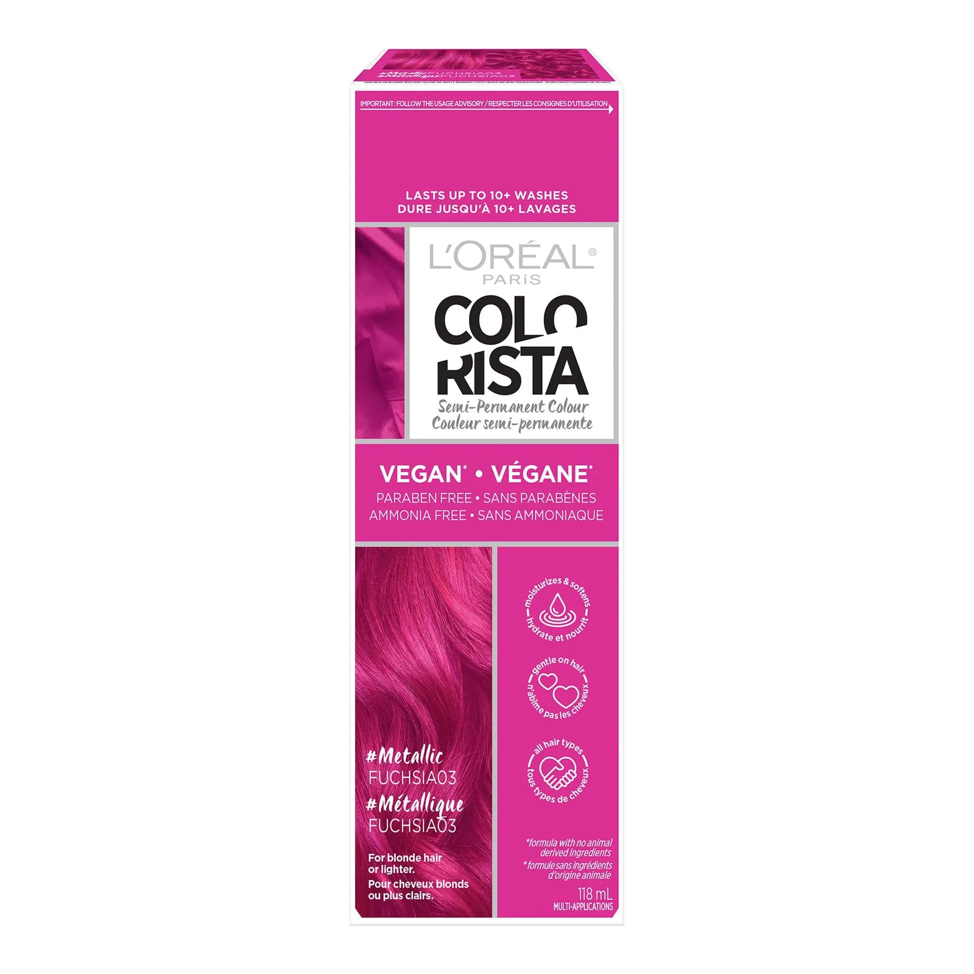 L'Oreal Paris Colorista Semi Permanent Hair Color - Metallic Pink | For Bleached or Blonde Hair - main product image