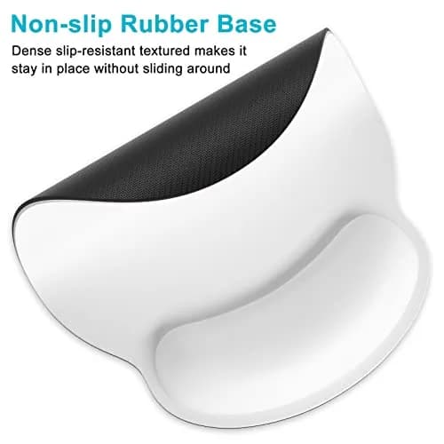 Dapesuom Ergonomic Mouse Pad with Wrist Support | Comfortable Memory Foam Wrist Rest for Pain Relief, Non-Slip Base, White thumbnail 4
