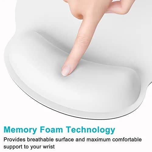 Dapesuom Ergonomic Mouse Pad with Wrist Support | Comfortable Memory Foam Wrist Rest for Pain Relief, Non-Slip Base, White thumbnail 5