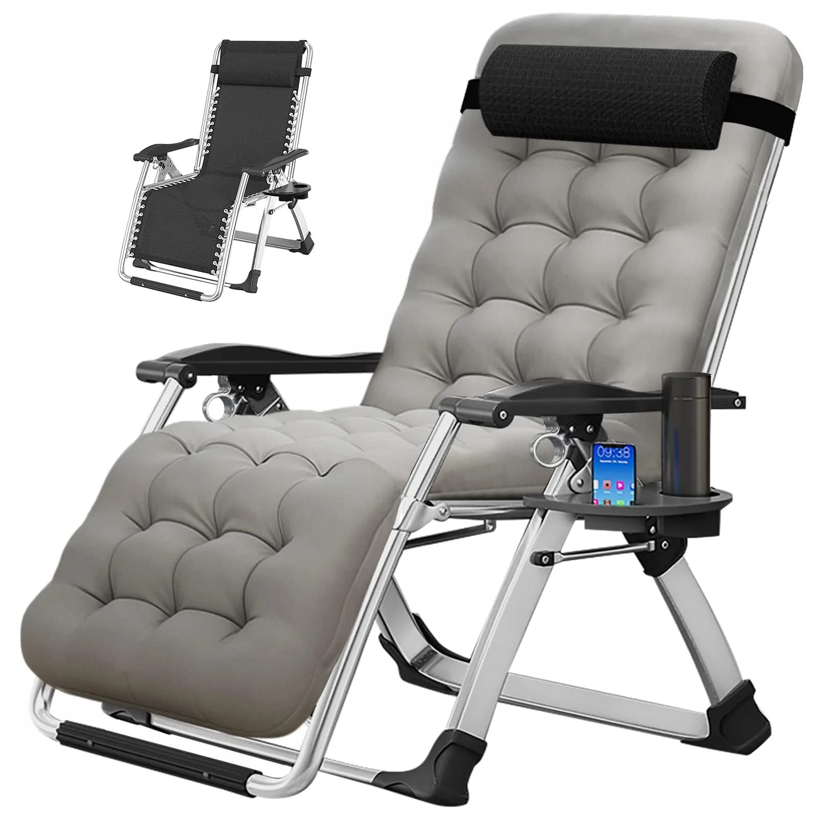 MOPHOTO Zero Gravity Chair, Outdoor Padded Lounge Chair with Side Table, Supports up to 200kg (440lbs) | Ergonomic & Durable - main product image