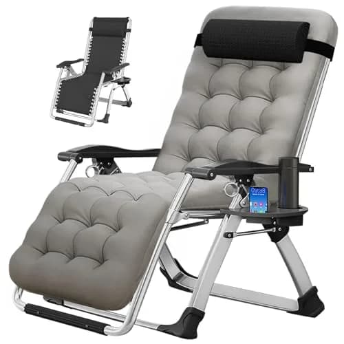 MOPHOTO Zero Gravity Chair, Outdoor Padded Lounge Chair with Side Table, Supports up to 200kg (440lbs) | Ergonomic & Durable thumbnail 1
