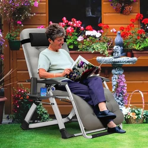 MOPHOTO Zero Gravity Chair, Outdoor Padded Lounge Chair with Side Table, Supports up to 200kg (440lbs) | Ergonomic & Durable thumbnail 2