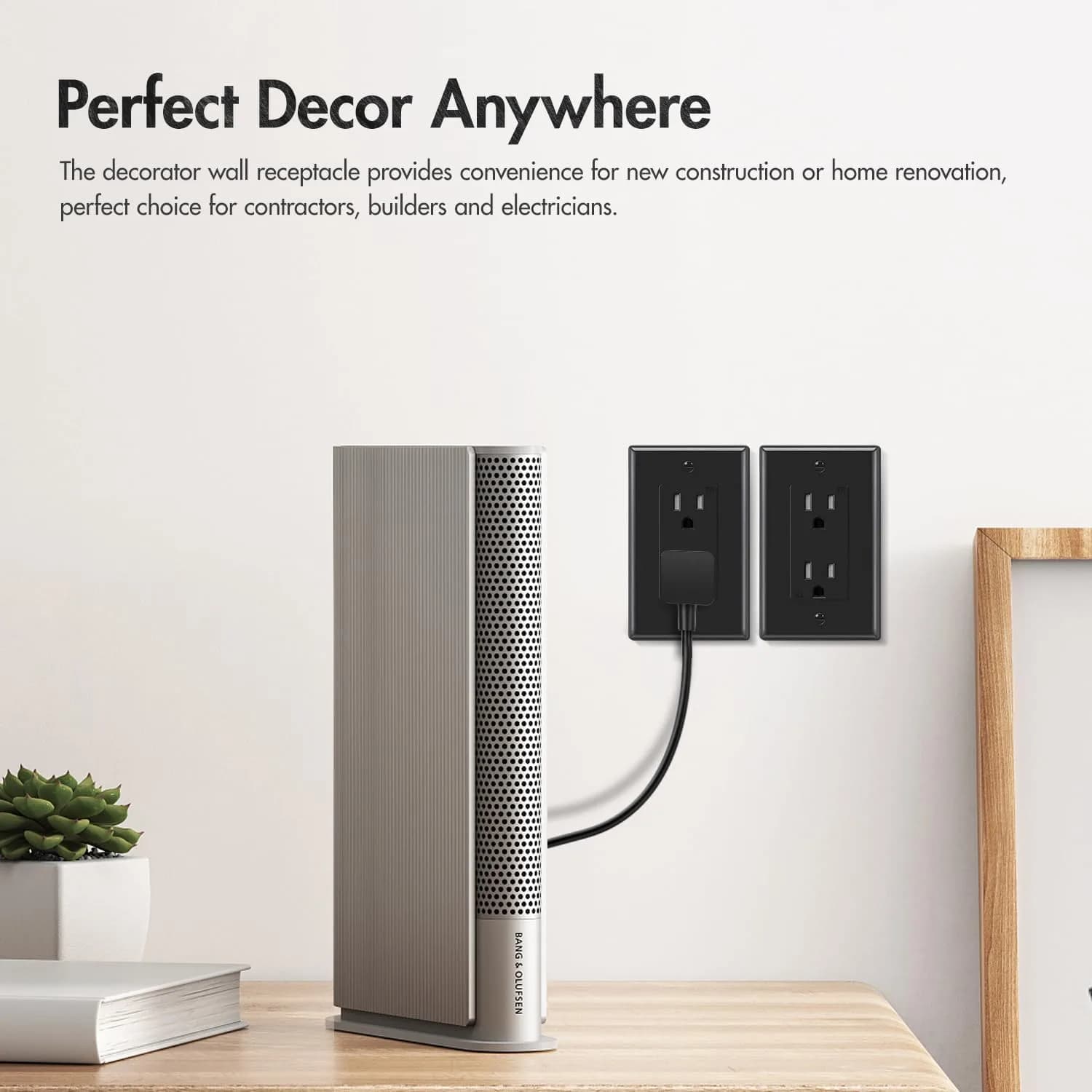 micmi Decorator Receptacle Outlet 15A | Tamper Resistant Grounded UL Listed (10Pack, Black) thumbnail 7
