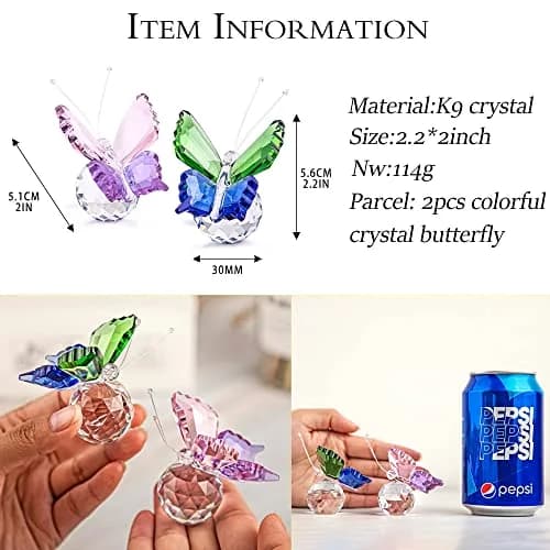 H&D HYALINE & DORA K9 Crystal Flying Butterfly Figurine Set 4.4cm (1.76in) | Handcrafted for Elegant Home Décor thumbnail 4
