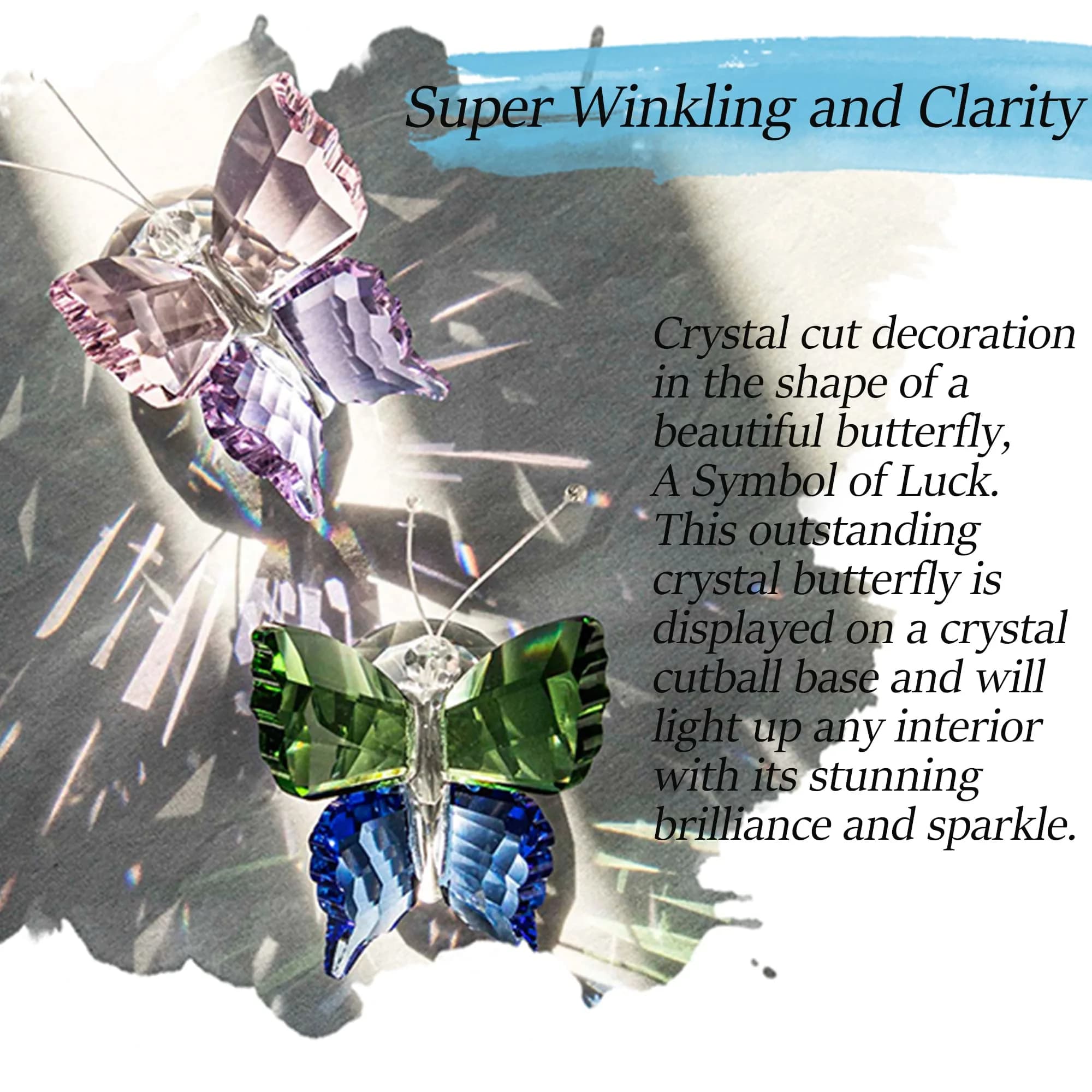 H&D HYALINE & DORA K9 Crystal Flying Butterfly Figurine Set 4.4cm (1.76in) | Handcrafted for Elegant Home Décor - view 5