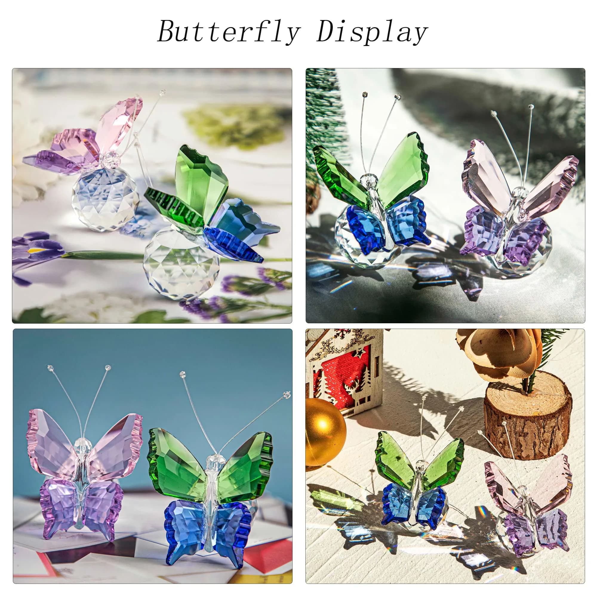 H&D HYALINE & DORA K9 Crystal Flying Butterfly Figurine Set 4.4cm (1.76in) | Handcrafted for Elegant Home Décor - view 6