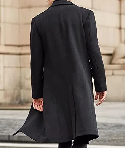 SOMTHRON Men's Casual Trench Coat Slim Fit Notched Collar Long Jacket Overcoat 3XL | Elegant Winter Outerwear thumbnail 4