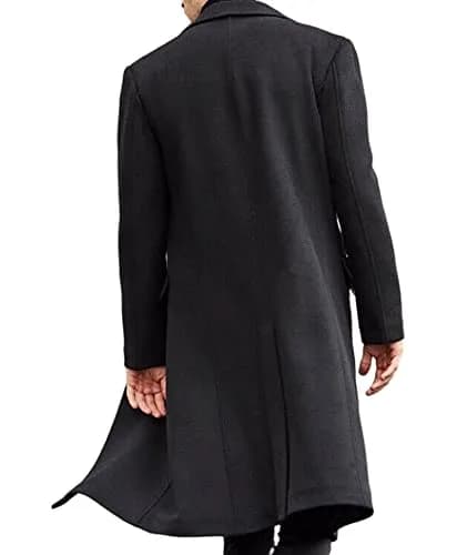 SOMTHRON Men's Casual Trench Coat Slim Fit Notched Collar Long Jacket Overcoat 3XL | Elegant Winter Outerwear thumbnail 2