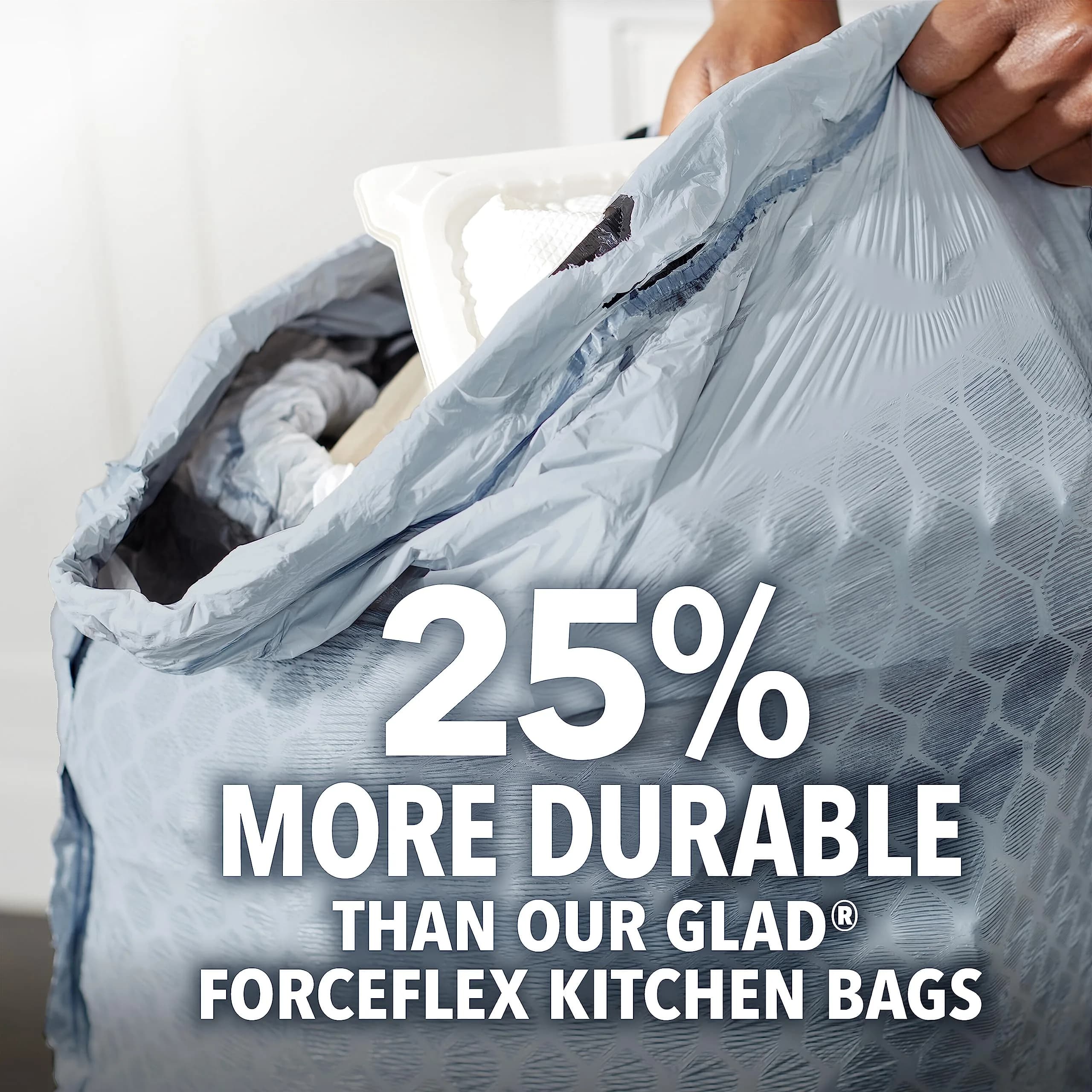Glad ForceFlex MaxStrength Tall Kitchen Trash Bags 90 Count Lemon Fresh Bleach | USA Import with Clorox - view 2