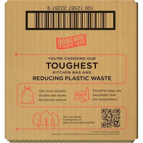 Glad ForceFlex MaxStrength Tall Kitchen Trash Bags 13 Gallon, 90 Count | Lemon Fresh Bleach Scent thumbnail 7