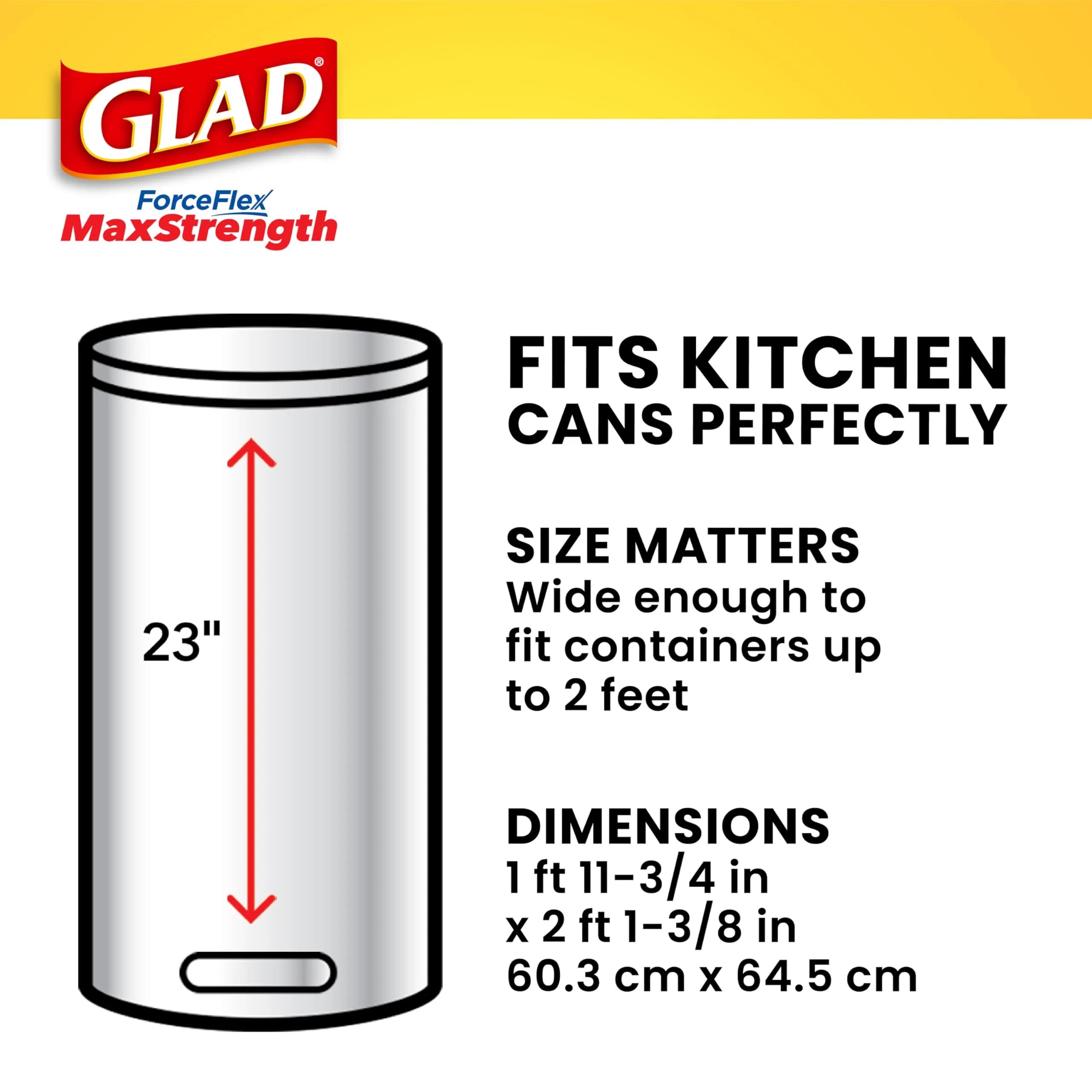 Glad ForceFlex MaxStrength Tall Kitchen Trash Bags 90 Count Lemon Fresh Bleach | USA Import with Clorox - view 3