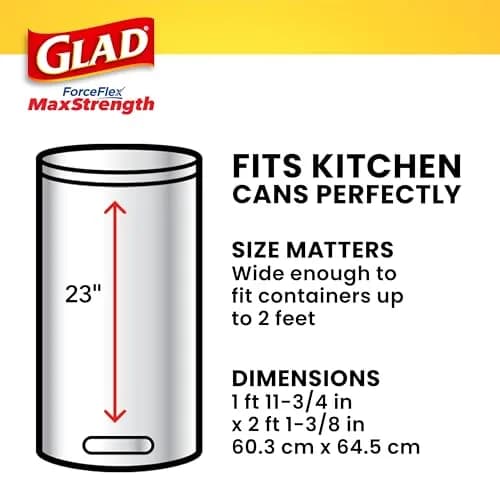 Glad ForceFlex MaxStrength Tall Kitchen Trash Bags 13 Gallon, 90 Count | Lemon Fresh Bleach Scent thumbnail 3