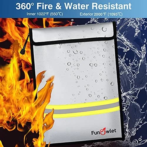 FunOwlet Fireproof Waterproof Money Document Bag 2 Pack | Fire & Water Resistant Organizer for A4 A5 thumbnail 4