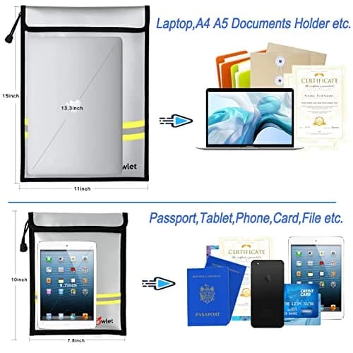 FunOwlet Fireproof Waterproof Money Document Bag 2 Pack | Fire & Water Resistant Organizer for A4 A5 thumbnail 2