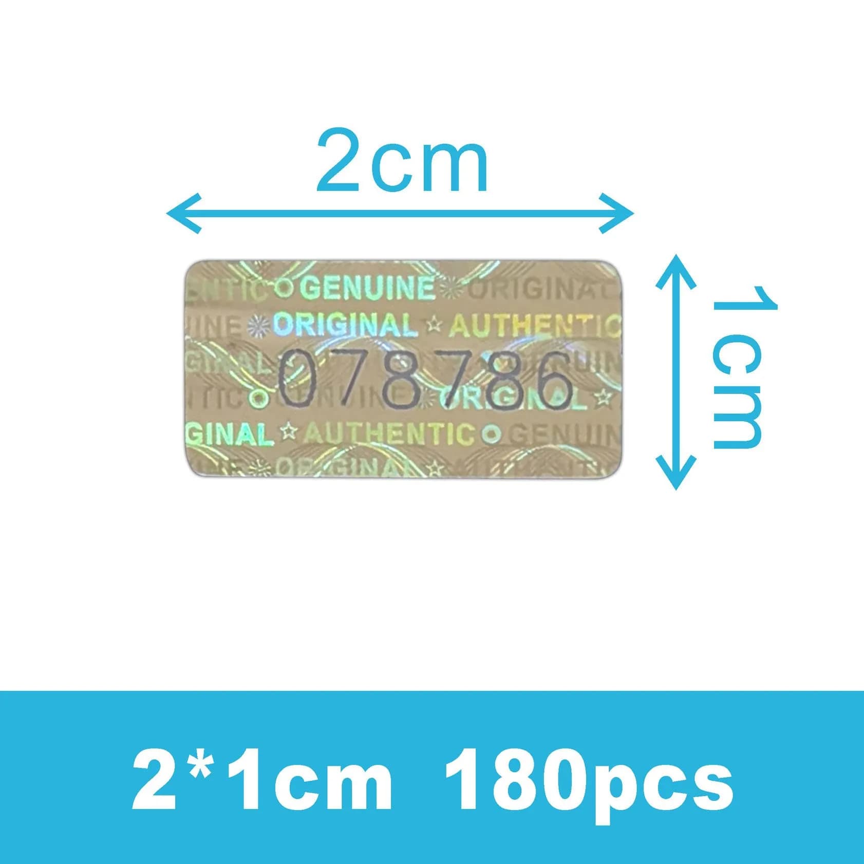TLK&FBB Gold Hologram Tamper Proof Stickers - 180 Count (2cm x 1cm) with Sequential Serial Numbering - view 3