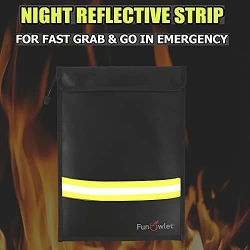 FunOwlet Fireproof Waterproof Money Document Bag 2 Pack | Fire & Water Resistant Organizer (15 x 11 & 10 x 7.8 inches) thumbnail 3
