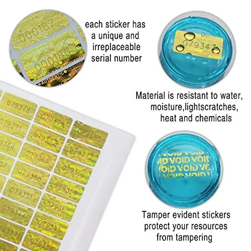 TLK&FBB Gold Hologram Tamper Proof Stickers 180 Count (2cm x 1cm) | Sequential Serial Numbering for Security thumbnail 2