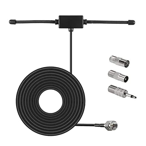 AEDIKO FM Radio Antenna Adhesive Mounting FM Dipole Antenna for Stereo Receiver Indoor Music System FM Radio Home Stereo Receiver AV Audio | 75 Ohm, 3M Cable thumbnail 1
