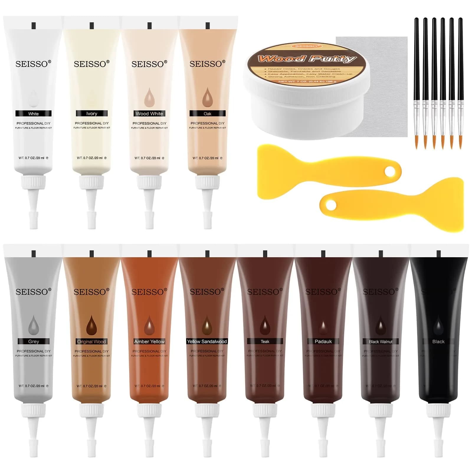 SEISSO Wood Furniture Repair Kit 17-Piece Set | Fix Scratches, Dents, and Cracks on Wood - main product image