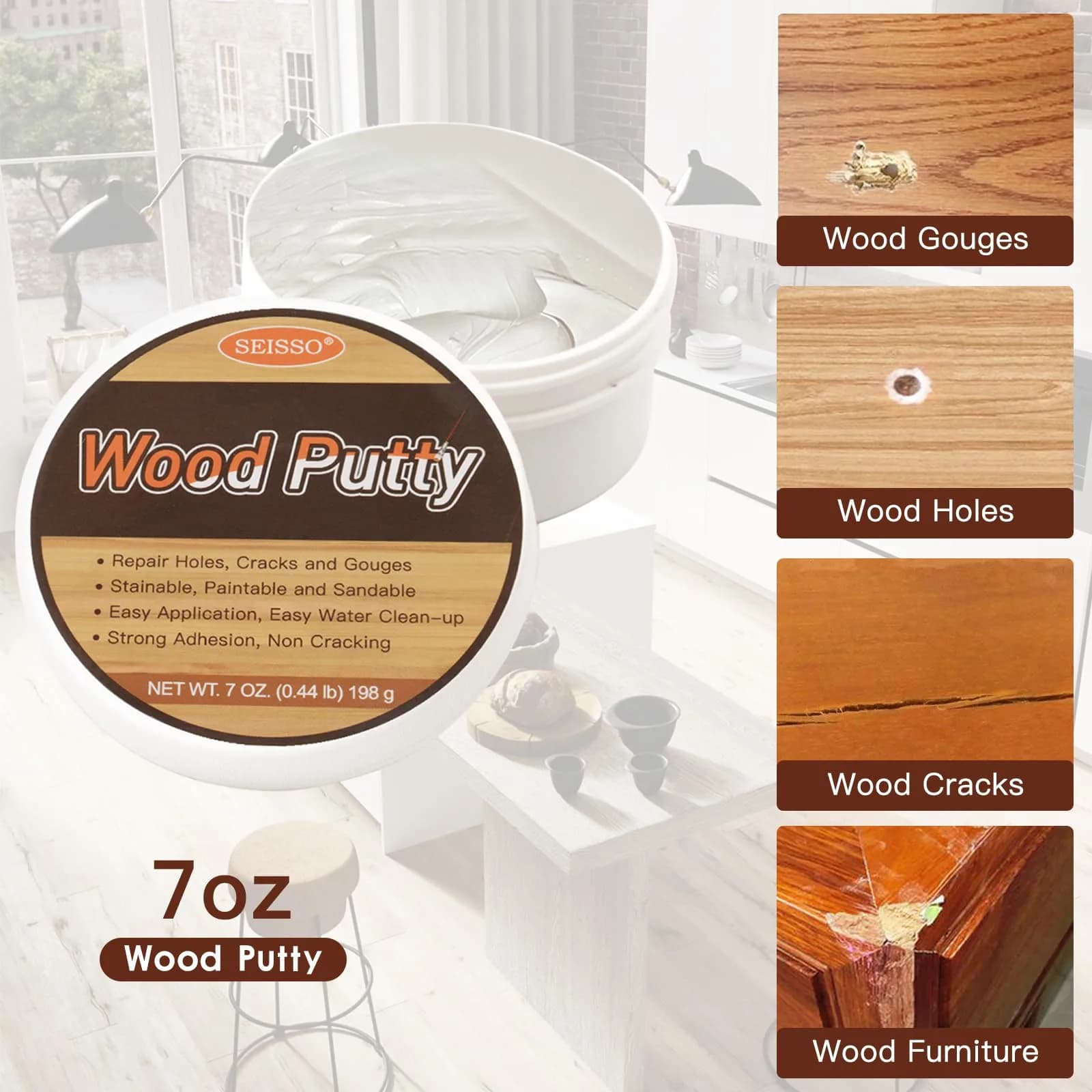 SEISSO Wood Furniture Repair Kit 17-Piece Set | Fix Scratches, Dents, and Cracks on Wood - view 5