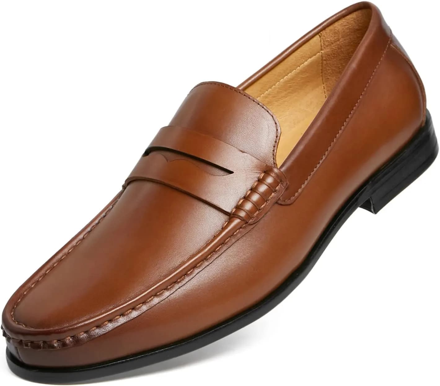 Journey West Mens Dress Shoes Slip on Penny Loafers Tan 12 | Classic Leather Formal Footwear — Tan / 12