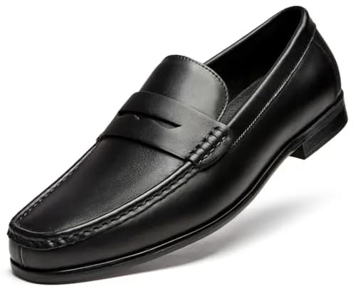 Journey West Mens Dress Shoes Slip on Penny Loafers Black 10 | Classic Leather Formal Footwear thumbnail 1
