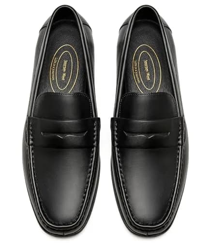 Journey West Mens Dress Shoes Slip on Penny Loafers Black 10 | Classic Leather Formal Footwear thumbnail 5