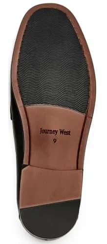 Journey West Mens Dress Shoes Slip on Penny Loafers Black US 9 | Classic Leather Formal Footwear thumbnail 8