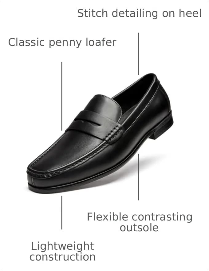 Journey West Mens Dress Shoes Slip on Penny Loafers Black US 9 | Classic Leather Formal Footwear thumbnail 4