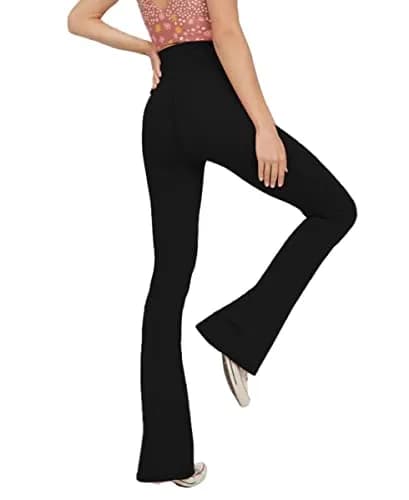 TOPYOGAS Women's Casual Bootleg Yoga Pants V Crossover High Waisted Flare Workout Pants Leggings Black | Flared, High Rise, Casual Fit, 30.71 in inseam thumbnail 3