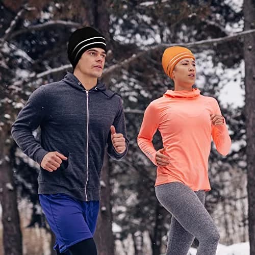 JenPen Reflective Beanie Safety Hat High Visibility Yellow, Orange, Black | Winter Knit Cap for Night Running & Cycling thumbnail 6