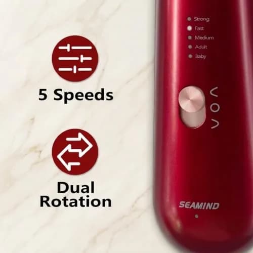SEAMIND 5-in-1 Electric Nail File Kit, Cordless Manicure Pedicure Set, Red | 2900-4200 RPM thumbnail 5