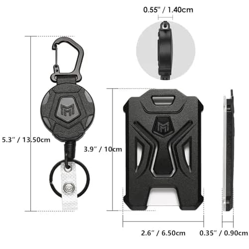 MNGARISTA Heavy Duty Retractable Badge Holder with Carabiner Clip & 31.5" Steel Wire Rope | Black thumbnail 4