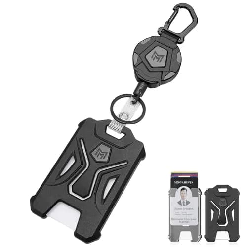 MNGARISTA 4-Pack Retractable Badge Holder with Carabiner Keychain & 31.5" Reel | Heavy Duty PC ID Card Holder — PC - 1