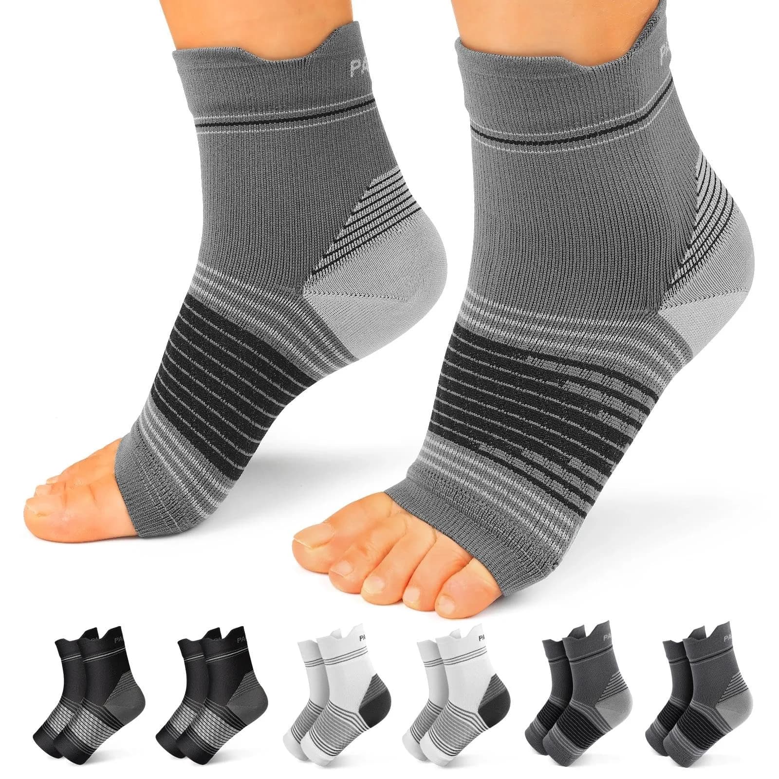 PAPLUS Compression Socks with Arch Support for Plantar Fasciitis, 6 Pairs (Large)