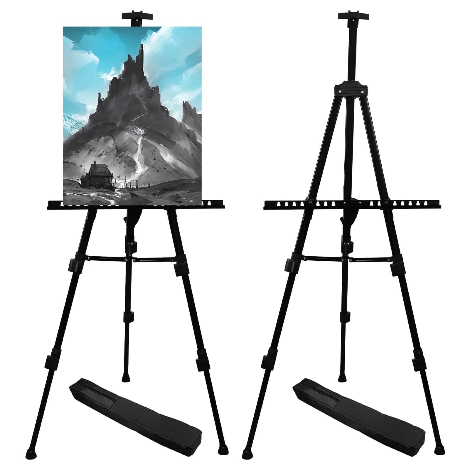 RRFTOK 72 Inch Metal Easel Stand for Painting Canvas | Double Layer, Adjustable Height, Sturdy Metal Construction