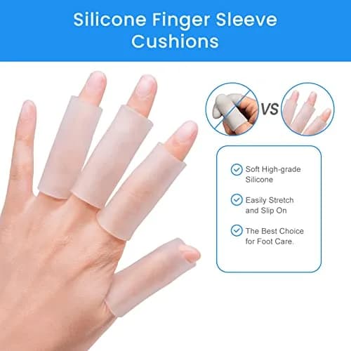 Kimihome Gel Finger Sleeve Protectors | Cushions & Relief for Finger Cracking, Corns, Blisters (Clear, 20 pcs) thumbnail 6
