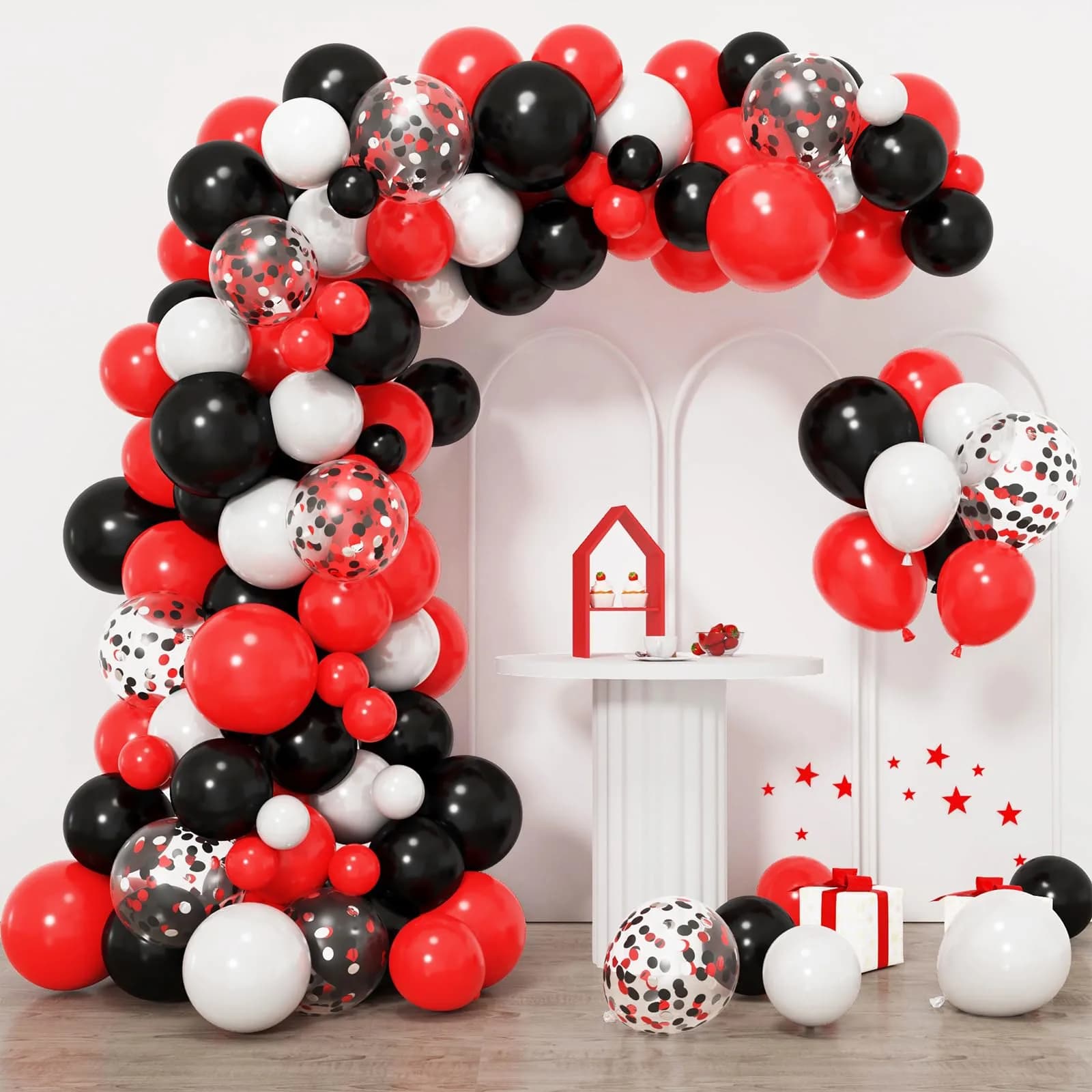 RUBFAC Red Black White Balloon Arch Kit 129pcs | Assorted Colors Party Decorations - main product image