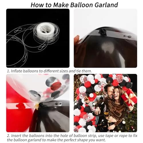 RUBFAC Red Black White Balloon Arch Kit 129pcs | Assorted Colors Party Decorations thumbnail 4