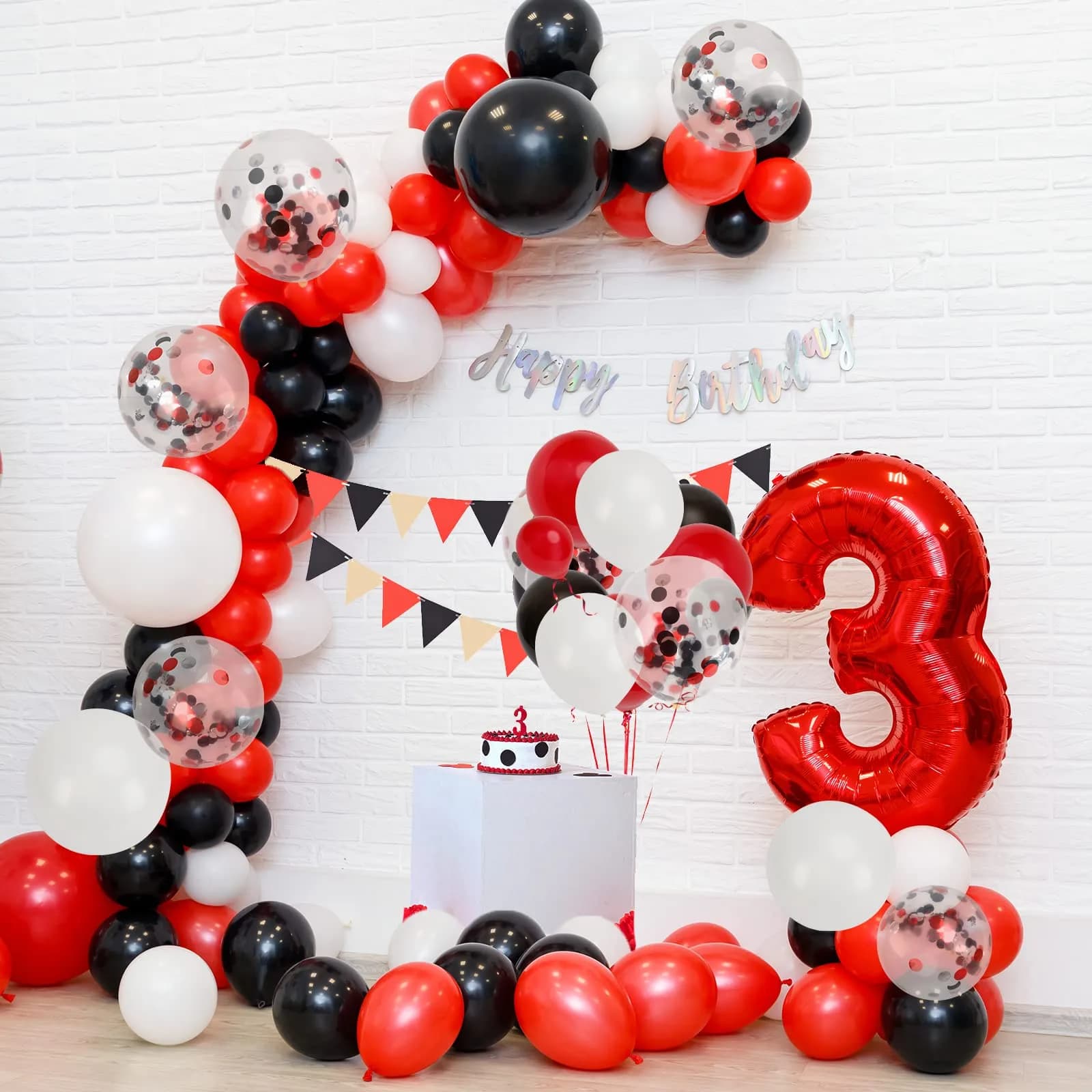 RUBFAC Red Black White Balloon Arch Kit 129pcs | Assorted Colors Party Decorations - view 6