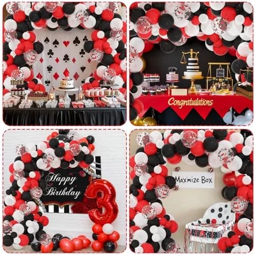 RUBFAC Red Black White Balloon Arch Kit 129pcs | Assorted Colors Party Decorations thumbnail 7