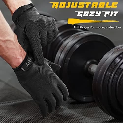 FREETOO Full-Finger Workout Gloves for Men, Padded Gym Gloves with Grip, Size Large | Breathable & Stretchable thumbnail 4