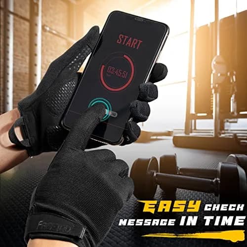 FREETOO Full-Finger Workout Gloves for Men, Padded Gym Gloves with Grip, Black, Medium | Breathable & Stretchable thumbnail 5