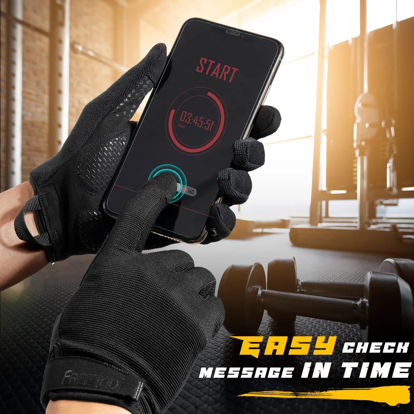 FREETOO Full-Finger Workout Gloves for Men, Padded Gym Gloves with Grip, Size Small Black | Breathable & Stretchable - view 5
